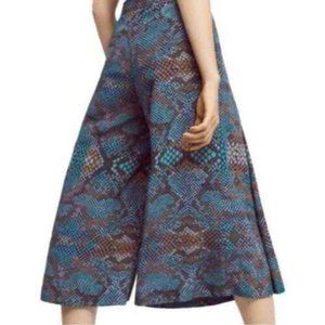 Anthropologie the Essential Culotte Snakeskin Alligator Blue Scale Design Size 4